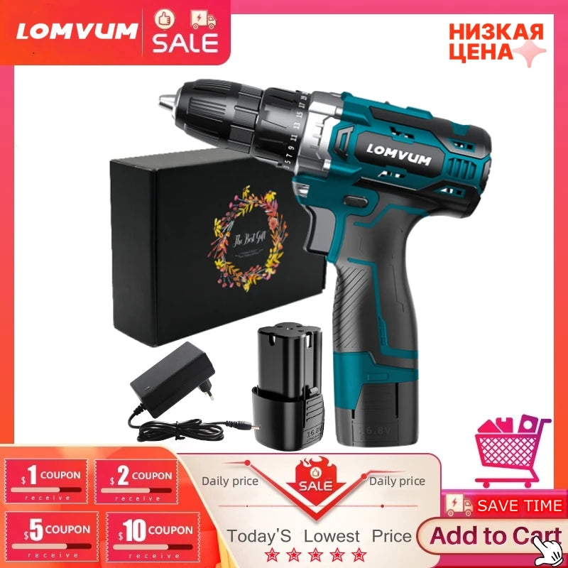 LONGYUN 16.8V Lithium Battery Electric Screwdriver precision Charging electric Drill bit Cordless drill Torque drill Power Tools