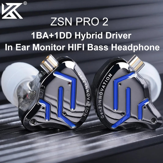 KZ ZSN Pro 2 1BA+1DD Hybrid Driver In Ear Earphone HIFI Bass Earbuds Metal Monitor Earphone Sport Headset  Interchangeable earph