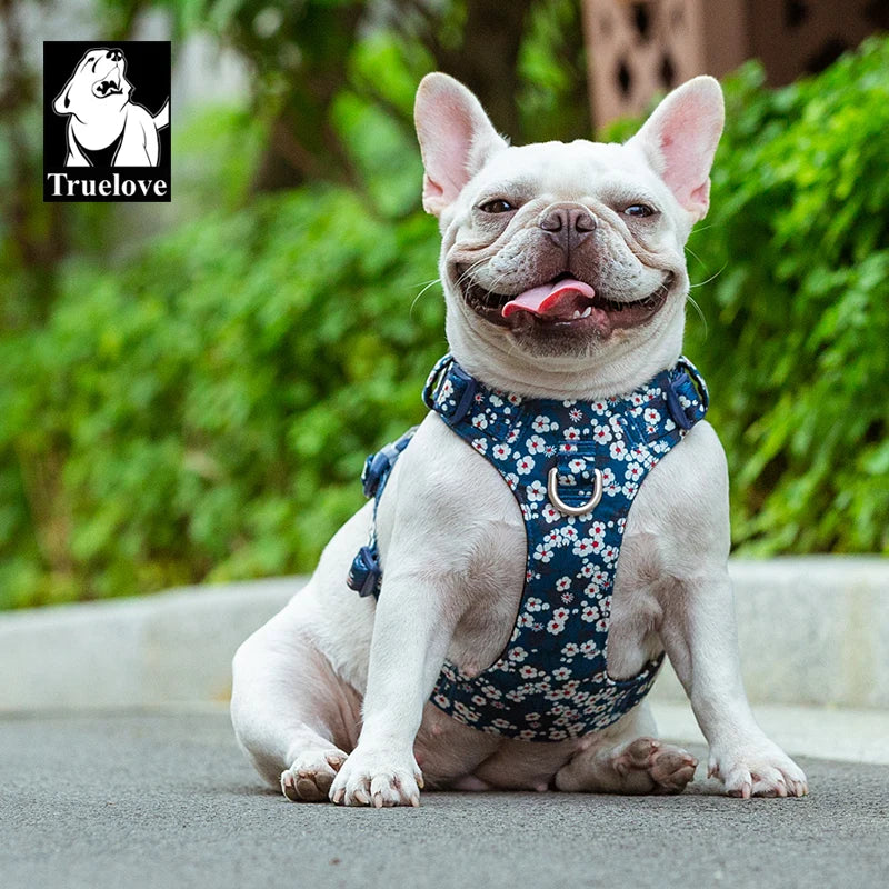 Truelove Dog Harness New Fashion Design Harness for Small Large Dog Cotton Floral Multi Sizes Adjustable Reflective TLH6283