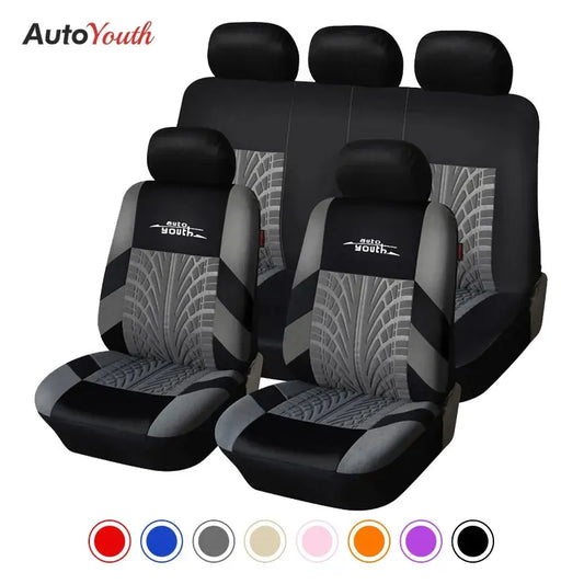 AUTOYOUTH – ensemble de housses de siège de voiture brodées, universelles, adaptées à la plupart des voitures, avec traces de pneus, protection de siège de voiture