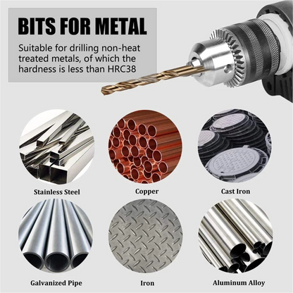 13/19/25PCS Cobalt HSS Twist Drill Bit Set for Metal Woodworking Tools Drills Punch Hole Titanium Coated Carbide Drill Bits Kit