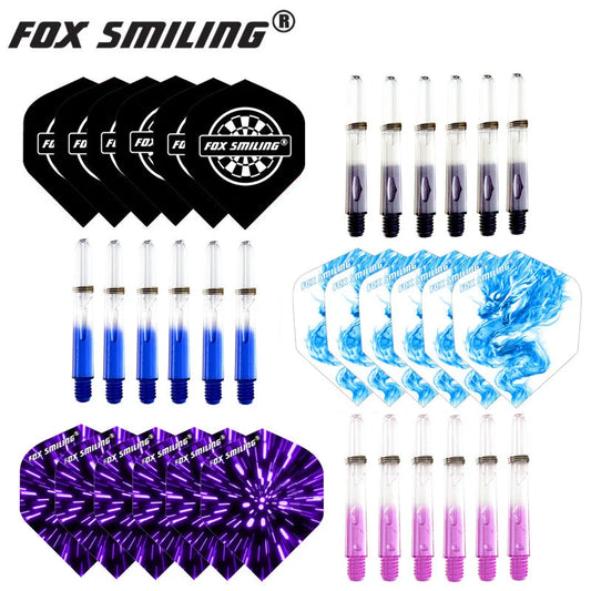 Fox Smiling 2BA 35mm Nylon Dart Shafts With Darts Flights Dardos Feather Leaves Set Colorful Dart Accessories Dartboard Games