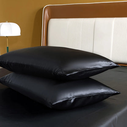 Black High-End Rayon Satin 4pcs Fitted Sheet Set Silky Solid Color Bed Sheet Elastic Band Sheets Smooth Bedsheet Mattress Cover