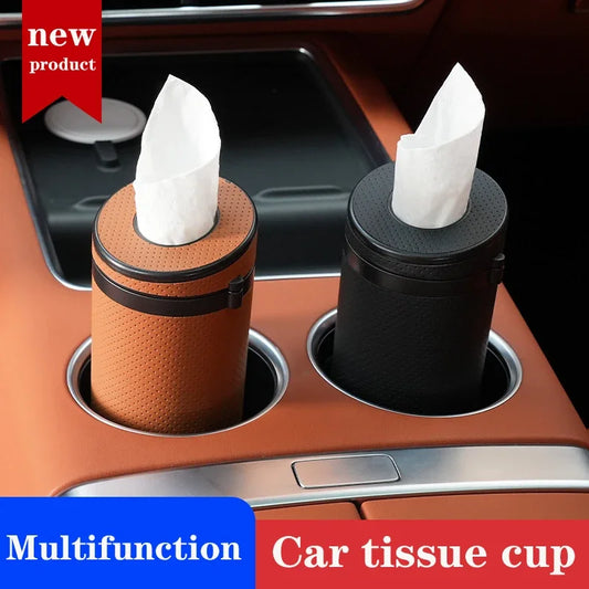 Multifunction Car Tissue Box Cover Holder Auto Round Paper Tube Safety Broken Window Tissue Cup Auto Interior Accessories