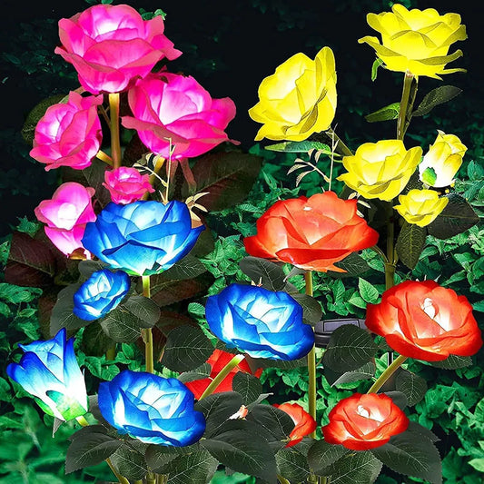 Lampes solaires à 7 têtes, luminaire décoratif d'extérieur, idéal pour un jardin, une pelouse, une fleur de Rose, une cour, un Patio ou un jardin