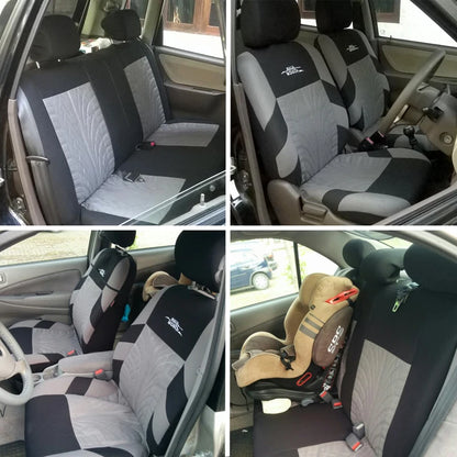 AUTOYOUTH Brand Embroidery Car Seat Covers Set Universal Fit Most Cars Covers with Tire Track Detail Styling Car Seat Protector