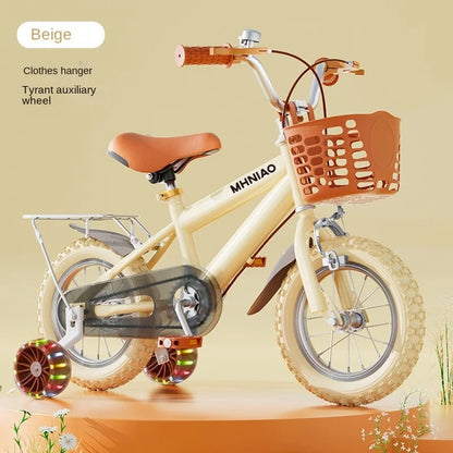 Vintage Children's Bicycle with Backseat Flash Auxiliary Wheel Suitable for 3-8 Years Old 12 14 16 18 20 Inch Dropshipping