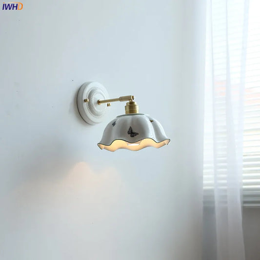 IWHD Butterfly Ceramic LED Wall Lamp Beside Home Indoor Lighting Bathroom Mirror Stair Light Nordic Modern Wandlamp Murale