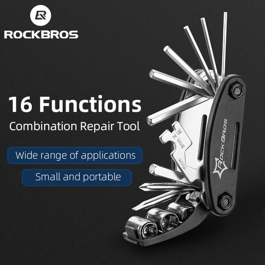 ROCKBROS 16 in 1 Multifunktions-Fahrradreparaturwerkzeugsatz Sechskantspeichen-Schraubendreherwerkzeug MTB Mountain Cycling Bike Repair Tool