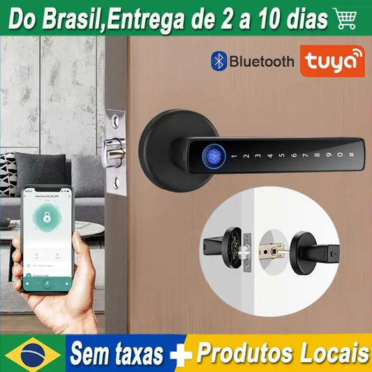 XSDTS Smart Door Lock Handle With Fingerprint Key card Digital Door Lock Keypad Key Entry electronic lock Do Brasil Sem taxas