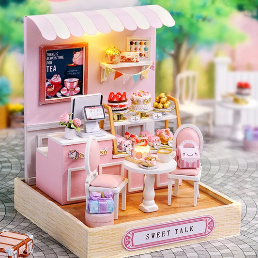 CUTEBEE DIY Doll House Miniature Dollhouse with Dust Cover  Furniture Toys for Children Birthday Gift