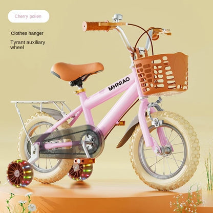 Vintage Children's Bicycle with Backseat Flash Auxiliary Wheel Suitable for 3-8 Years Old 12 14 16 18 20 Inch Dropshipping