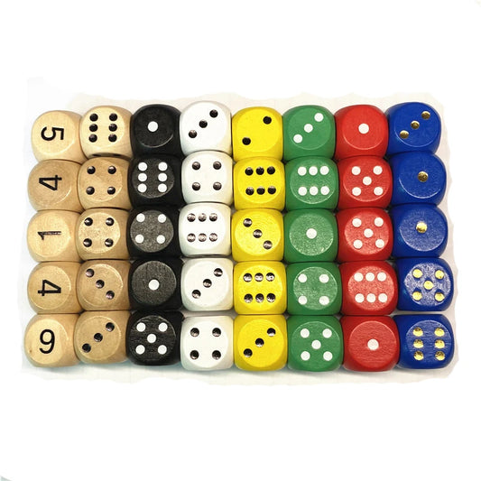 Dés en bois D6 faces, 10 pièces, 16mm, Cubes numériques ou à points, coins ronds, jouets pour enfants, jeux de société