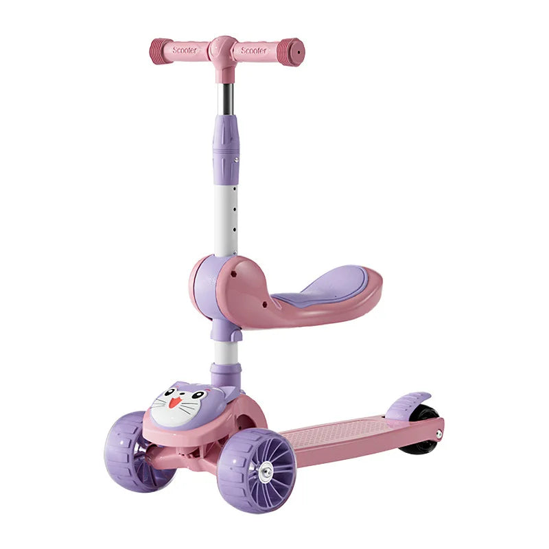 Cycling City Children Scooter 3 In 1 Children's Scooter Silent Wheel Scooter With Music Light 3 Wheel Scooter Children's Toy Car