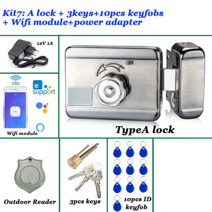 12V Access Control Smart Lock 125khz Or Wireless Remote Control Garage Door Lock Exit Button Security Lock Wifi Unlock AutoLock