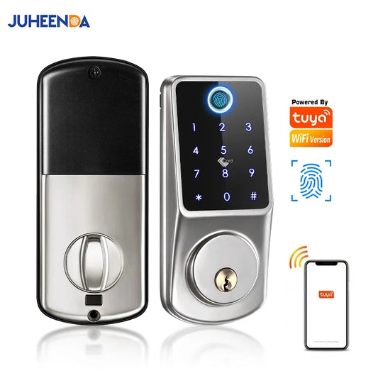 Tuya WiFi Smart Deadbolt Fingerprint Digital Keypad Keyless Entry Electronic Lock Ttlock App Control For Home Apartment Airbnb