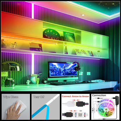 WiFi COB RGB LED Strip Lamp 576leds/m 24V 2-5M Tape Works with Alexa Music Neon Ribbon Flexible Decora Party Lights