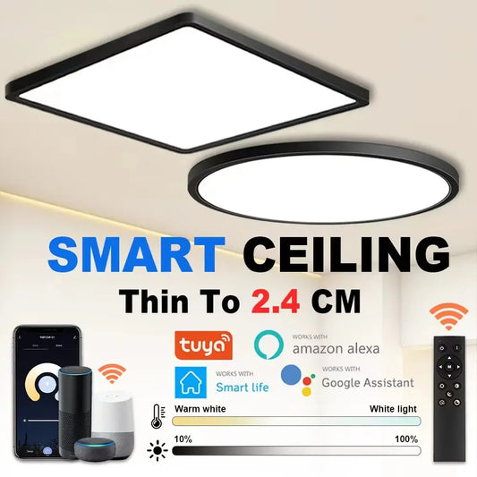 LED Ceiling Lights Modern 2.4CM Thin Tuya Smart App Remote Control Indoor Lamps for Bedroom Living Room Kitchen Lighting Fixture