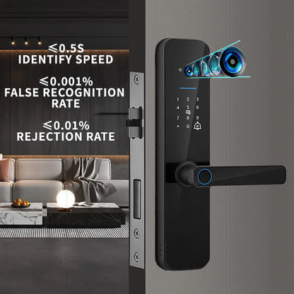 PHIPULO Tuya Wifi Digital Electronic Smart Door Lock With Biometric Camera Fingerprint Keyless Entry Hotel Apartment Locks