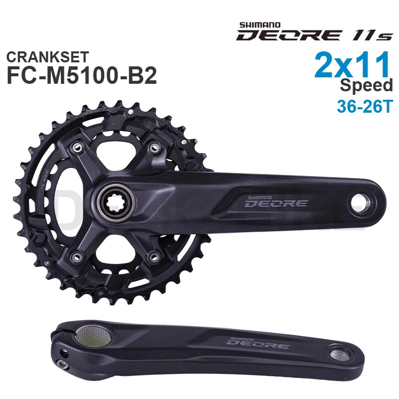 SHIMANO DEORE FC-M5100 MTB bike crank delivers precise and reliable shifting for 1x10 or 1x11 2x11-speed drivetrains  Original