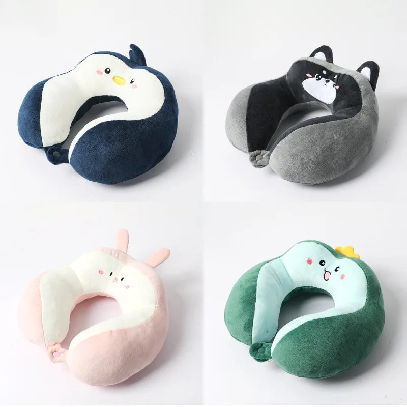 New Hump Cartoon U-shaped Pillow Pp Cotton Crystal Velvet Embroidery U-shaped Pillow Car Neck Pillow Office Nap Neck Pillow