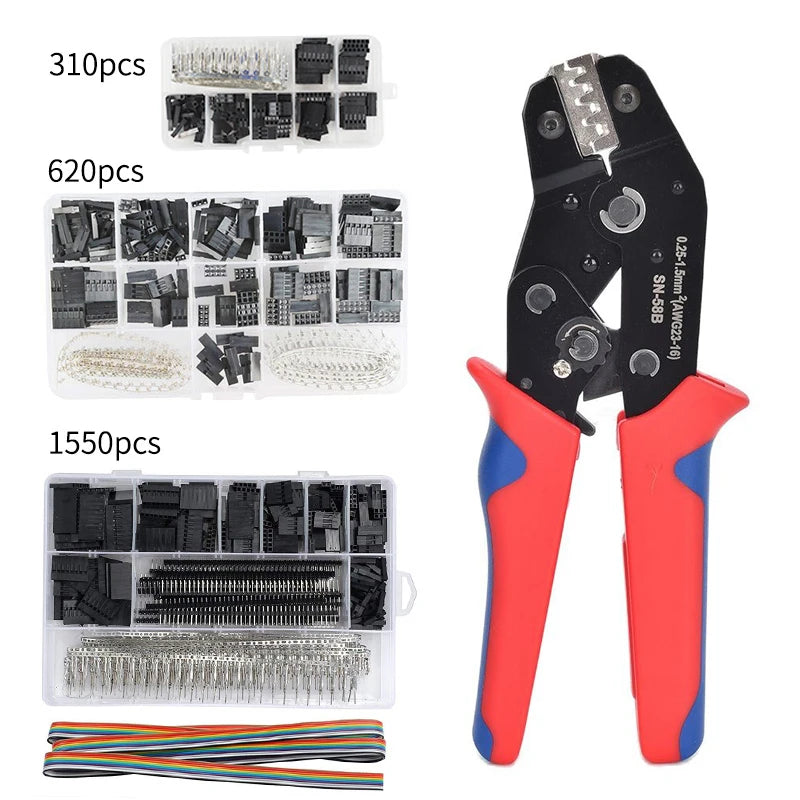 SN-58B 310PCS/620PCS/1550PCS Dupont Crimping Tool Kit Jst Xh Crimper Pliers Terminal Ferrule Crimper Wire Hand Tool Set