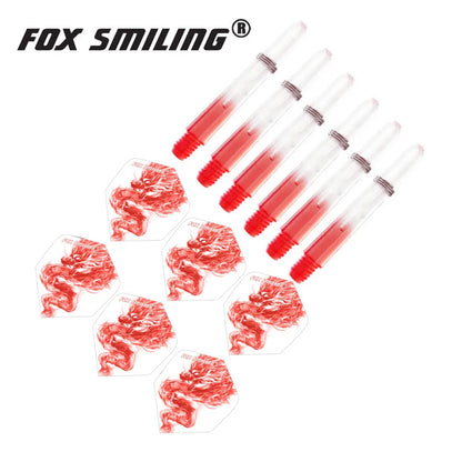 Fox Smiling 2BA 35mm Nylon Dart Shafts With Darts Flights Dardos Feather Leaves Set Colorful Dart Accessories Dartboard Games