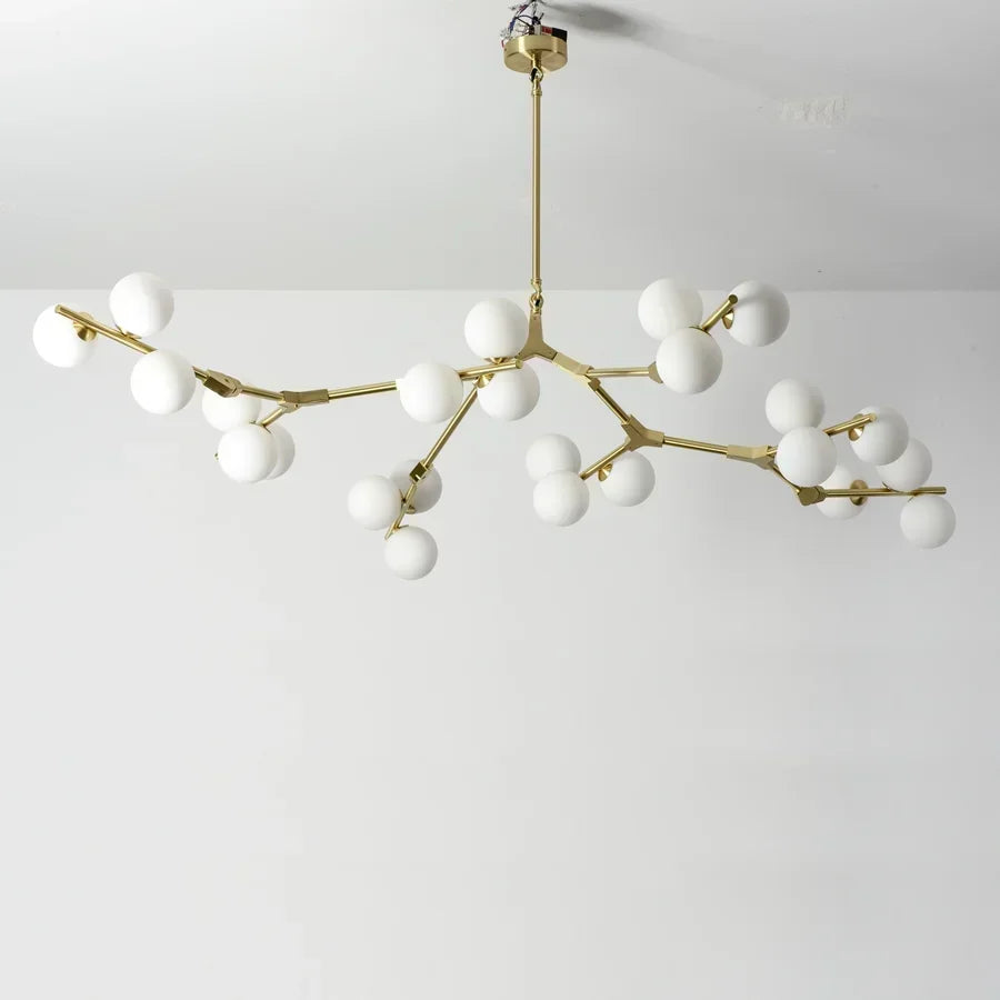 Modern Tree Branches Led Pendant Lamps Glass Balls Hanging Chandelier Living Room Decoration Dining Room Bedroom Indoor Lighting