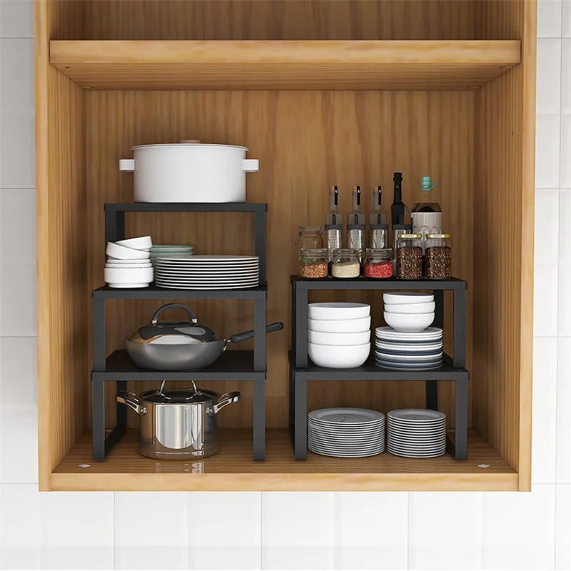 Kitchen Shelf Multifunctional Cabinet Layered Dish Seasoning Bottle Finishing Storage Rack Kitchen Utensils Dishes pot Organizer