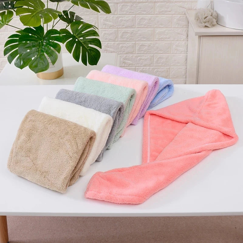 Quick Drying Towel Microfiber Towel Hair Towel Embroidered Flowers Soft Bath Wrap Hat Super Water Absorption