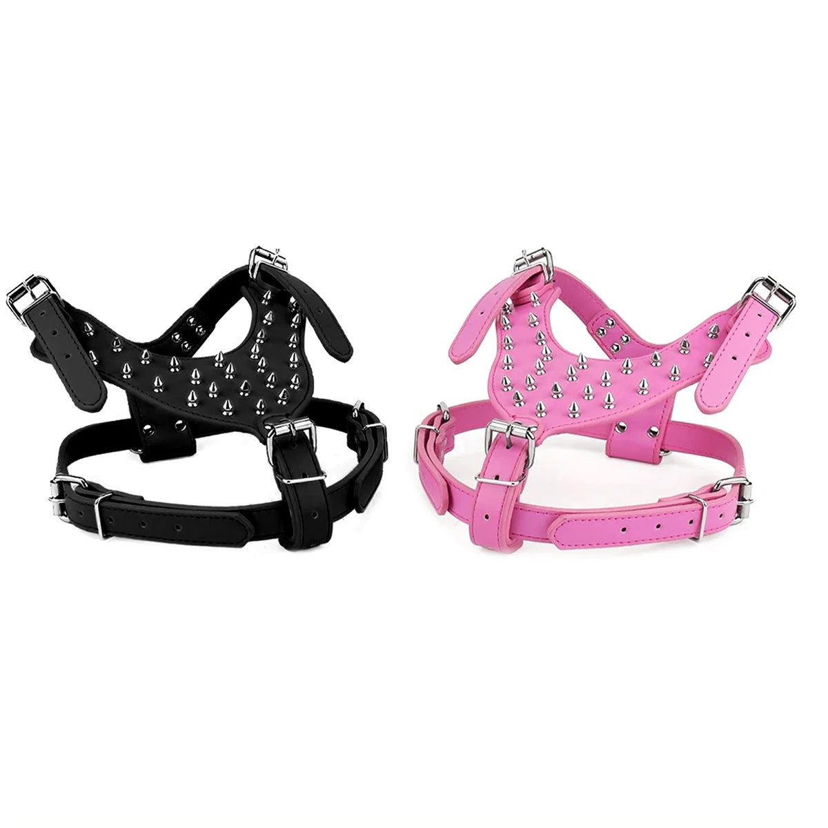 Dog Collar Dog Harness with Spiked and Chain Leash Set for Medium Large Breeds Pitbull Mastiff Bulldog Anti-bite Accessories