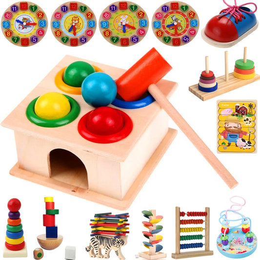 Jouet Montessori pour bébé, marteau à bille en bois 3D, puzzle, jeux d'apprentissage précoce, jouet éducatif pour enfants, cadeau d'anniversaire et de nouvel an