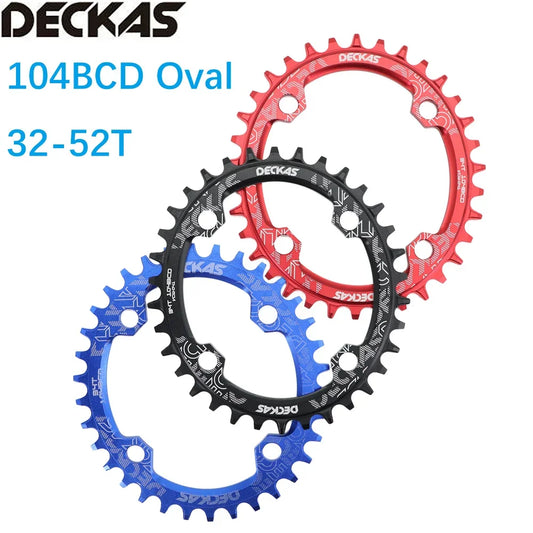 Deckas Oval Kettenblatt 104BCD für Shimano MTB Fahrrad Kette Ring 32t 34 36 38 42 46 48 50 52T Ultraleicht Kettenblatt 104 Bcd