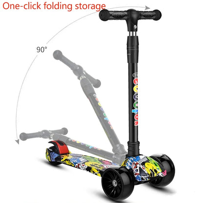 Children Scooter 3 Wheel Swith Flash Wheels Kick Scooter for 2-12 Year Kids Adjustable Height Foldable