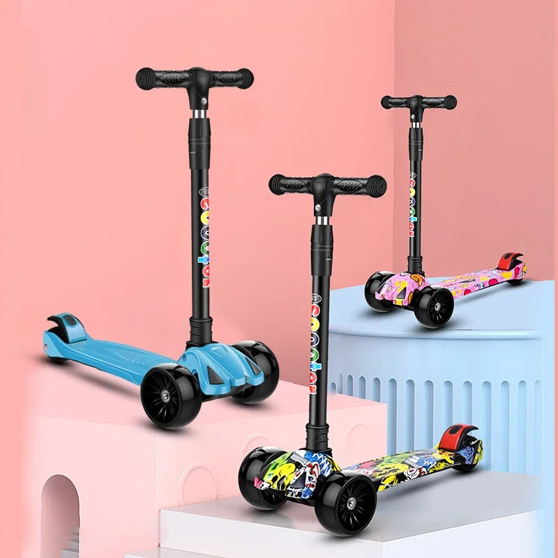 Children Scooter 3 Wheel Swith Flash Wheels Kick Scooter for 2-12 Year Kids Adjustable Height Foldable