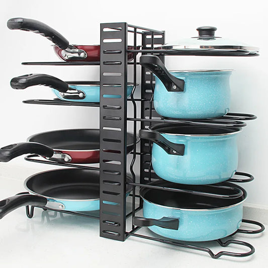 Support de rangement pour casseroles et poêles, fil de fer multicouche, support de rangement pour couvercles de casseroles bilatéraux, support de rangement pour couvercles de casseroles, rangement de cuisine