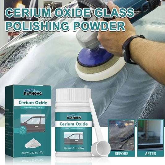 120g Cerium Oxide Glass Scratch Remover, Professional Glass Polishing Compound for Windshield, Glass Car Accessories