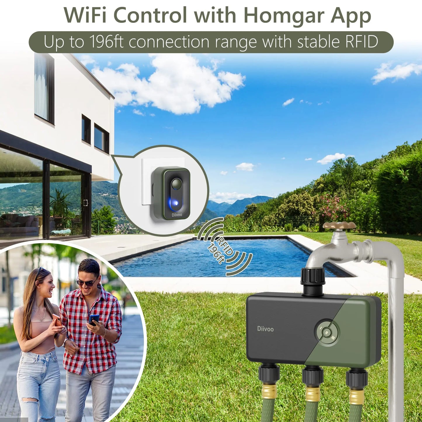 Diivoo 1/2/3 Zone Garden WiFi Water Timer Wifi Automatic Drip Irrigation Controller Water Valve Garden Automatic Watering System