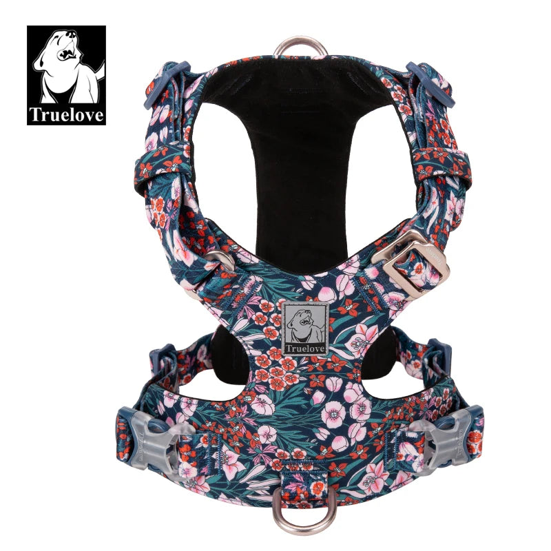 Truelove Dog Harness New Fashion Design Harness for Small Large Dog Cotton Floral Multi Sizes Adjustable Reflective TLH6283