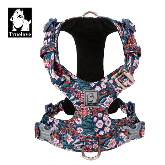 Truelove – harnais pour chien, nouveau Design à la mode, en coton Floral, multi-tailles, réglable et réfléchissant, pour petit et grand chien, TLH6283