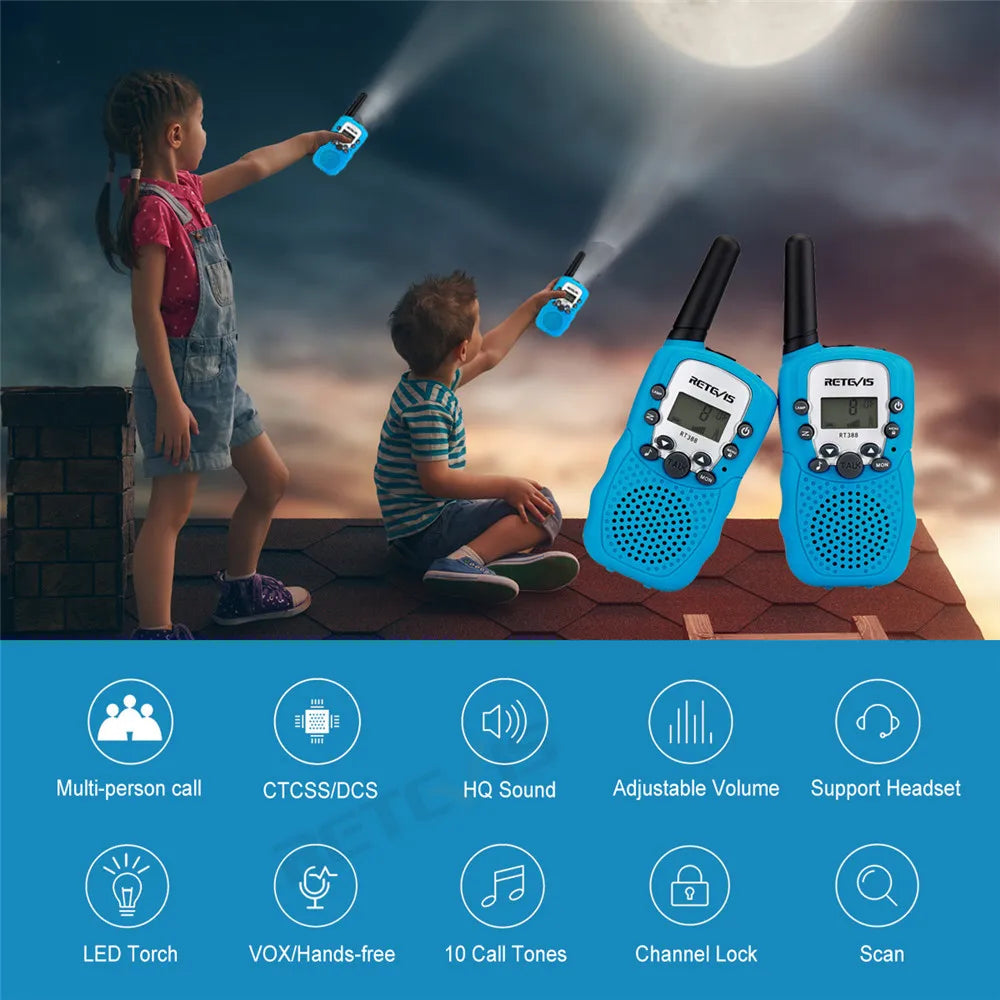 RETEVIS RT388 Walkie Talkie Children 2 Pcs Children's Radio Receiver Walkie-Talkie Kids Birthday Gift Child Toys for Boys Girls