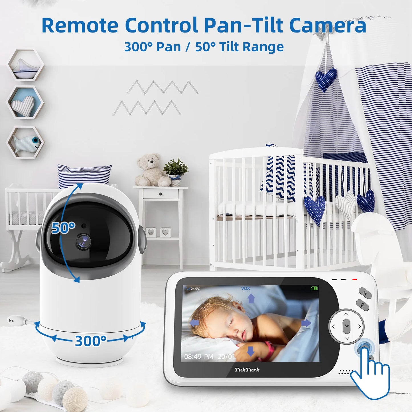 4.3 Inch Wireless Video Baby Monitor With Remote Pan Tilt Camera Two Way Intercom Auto Night Vision Kids Security Surveillance