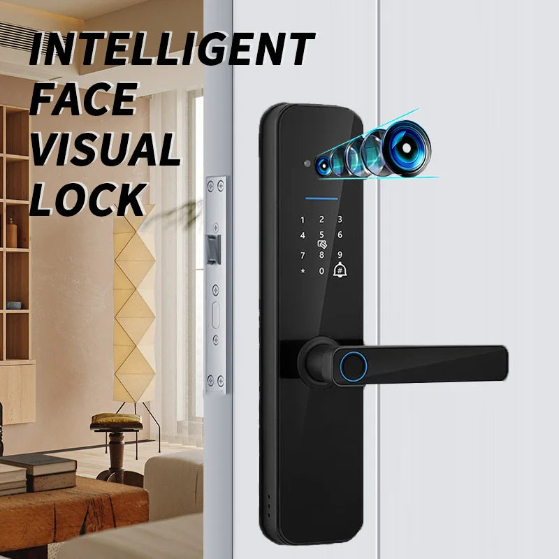 PHIPULO Tuya Wifi Digital Electronic Smart Door Lock With Biometric Camera Fingerprint Keyless Entry Hotel Apartment Locks