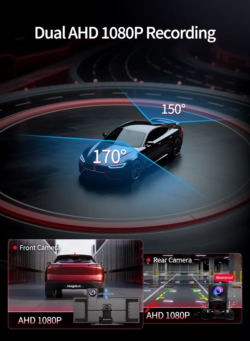 Imagebon M70 11.4" 4G Android 14 8+128G Dashcam 8 Core Wireless CarPlay & Android Auto Split Screen Remote Monitoring Car DVR