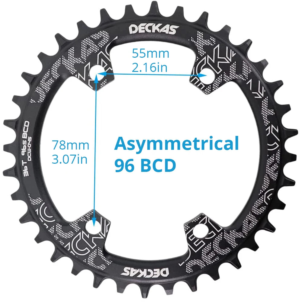 DECKAS Coroa BCD 96 Asymmetrical 36T 34T Narrow Wide 96BCD Bike Chainring 36 34 Teeth Bicycle Chain Ring for Shimano M9000 M5100