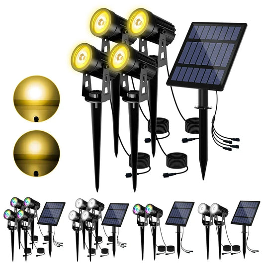 Le plus nouveau 3000K/6000K/RGB lumière LED solaire projecteur solaire extérieur lumière de jardin solaire extérieur IP65 étanche lampe de pelouse applique murale