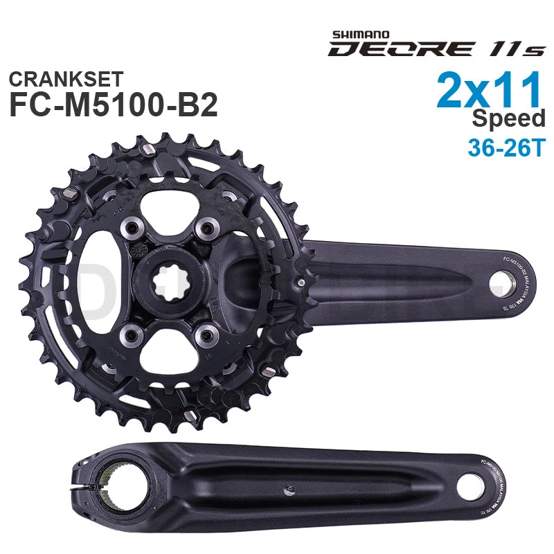 SHIMANO DEORE FC-M5100 MTB bike crank delivers precise and reliable shifting for 1x10 or 1x11 2x11-speed drivetrains  Original