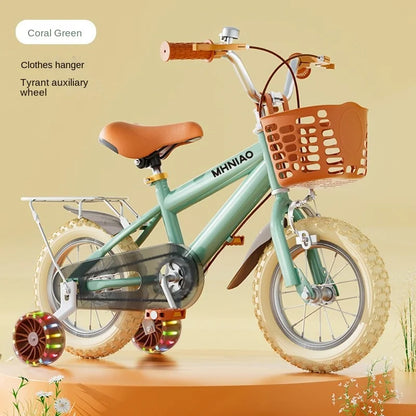 Vintage Children's Bicycle with Backseat Flash Auxiliary Wheel Suitable for 3-8 Years Old 12 14 16 18 20 Inch Dropshipping