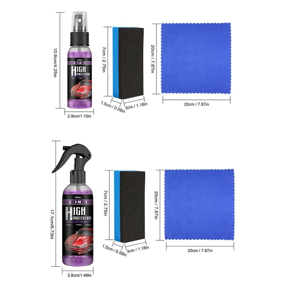 3 In 1 Quick Coating Spray High Protection Car Coating Car Paint Repair 3PCS Set Restorer Ceramic Spray Coating