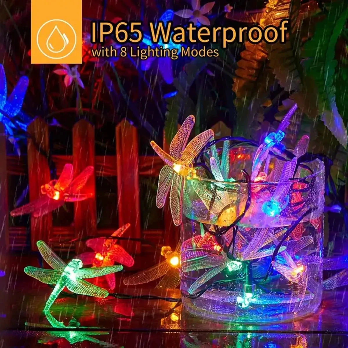 Solar Garlands Light 12m Dragonfly Snowflake Flower Solar Lamp Power LED String Fairy Lights Garden Christmas Decor for Outdoor